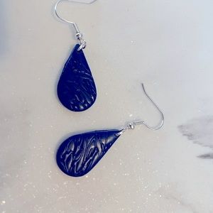 Handmade earrings polymer clay blue hecho a mano pendientes mujer azul